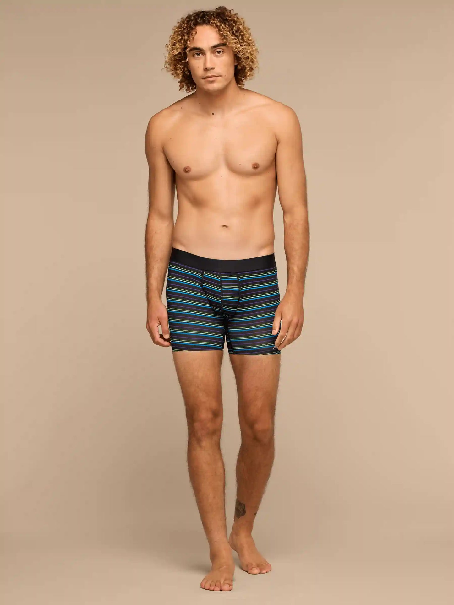 Breathe Boxer Brief w/ Fly | Blue Light Stripes