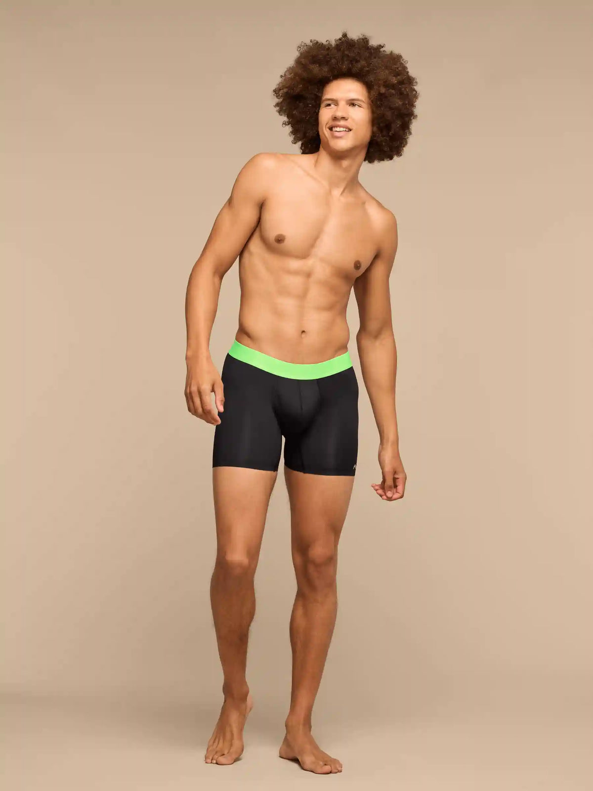 Breathe Boxer Brief w/ Fly | Black/Electric Lime