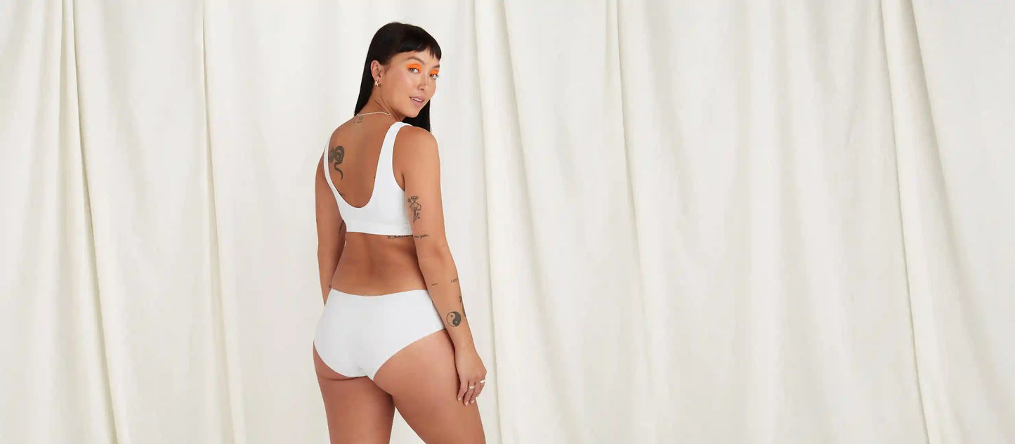 Stretch Cotton Scoop Bralette | White
