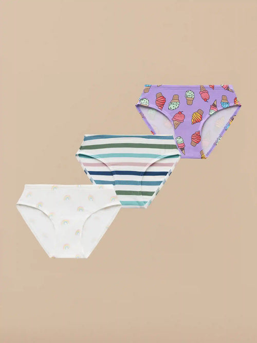 UltraModal™ Kids FeelFree Girls Bikini Brief 3-Pack | Ice Cream Party Pack