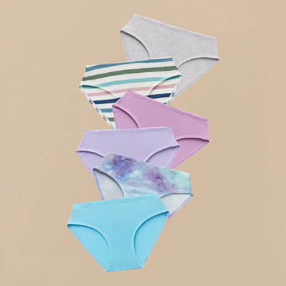 UltraModal™ Kids FeelFree Girls Bikini Brief 6-Pack | Galaxy Stripe Pack