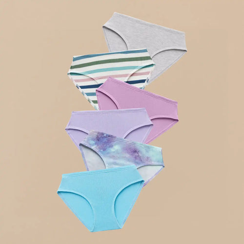 UltraModal™ Kids FeelFree Girls Bikini Brief 6-Pack | Galaxy Stripe Pack