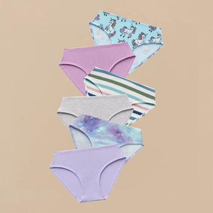 UltraModal™ Kids FeelFree Girls Bikini Brief 6-Pack | Sparkle Stripe Pack