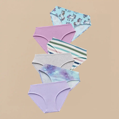 UltraModal™ Kids FeelFree Girls Bikini Brief 6-Pack | Sparkle Stripe Pack
