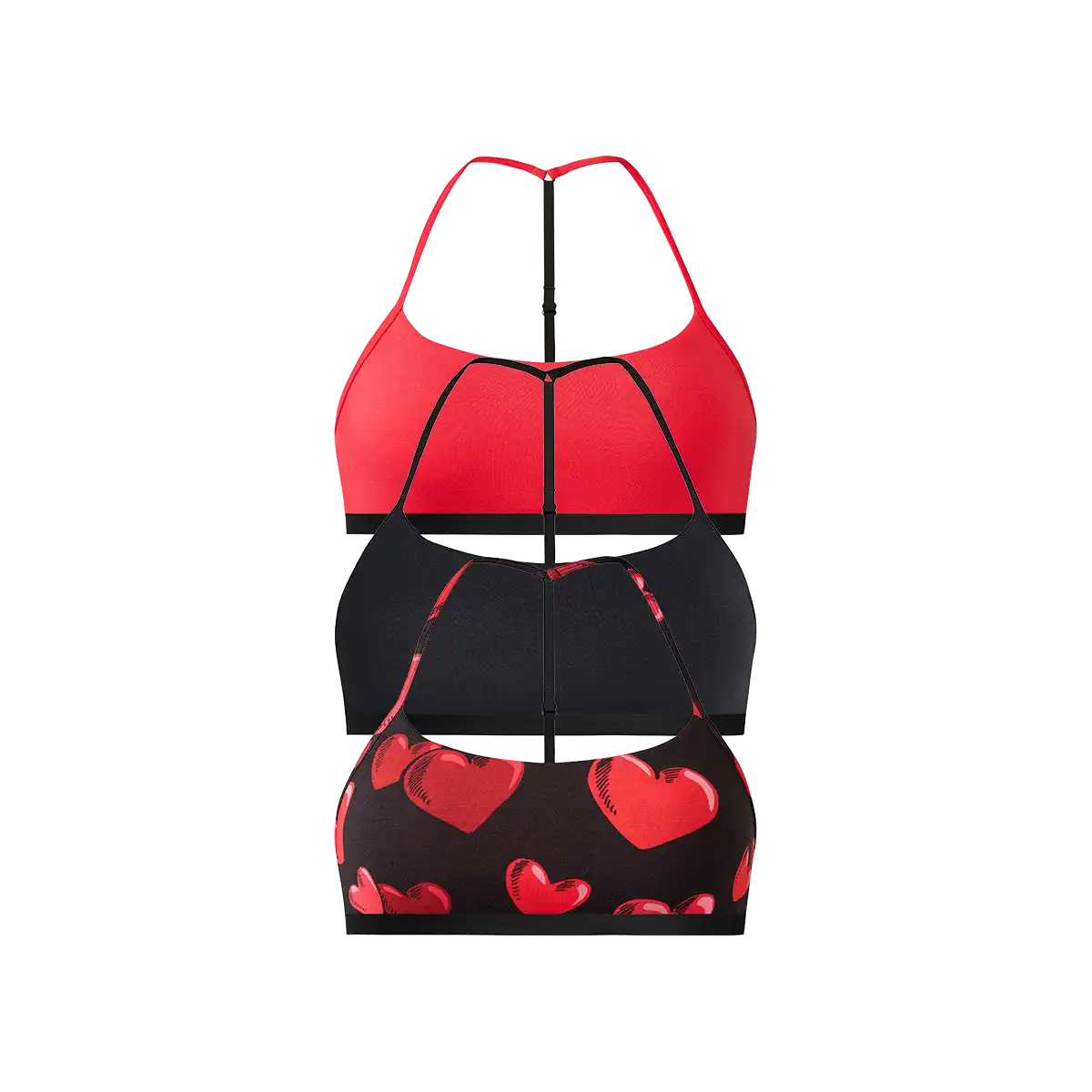 UltraModal™ Core T-Back Bralette 3-Pack | Floating Hearts Pack