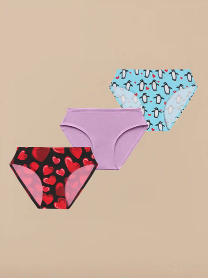 UltraModal™ Kids FeelFree Girls Bikini Brief 3-Pack | Heart Pack