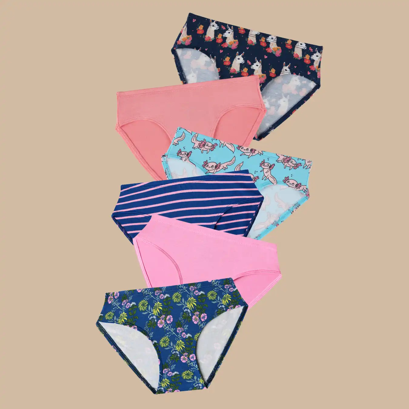 UltraModal™ Kids FeelFree Girls Bikini Brief 6-Pack | Flower Friends Pack