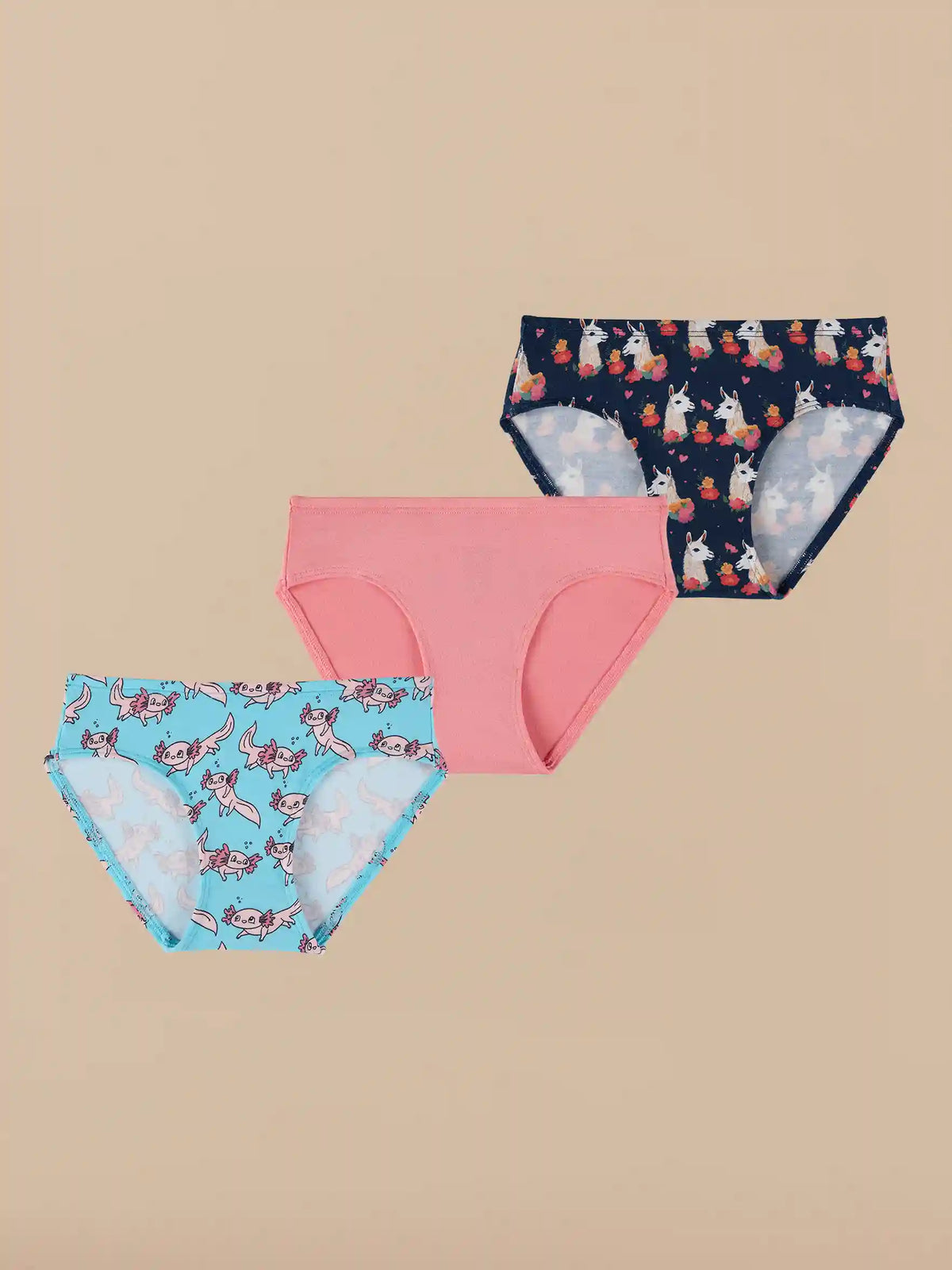 UltraModal™ Kids FeelFree Girls Bikini Brief 3-Pack | That's Alotl Llamas Pack