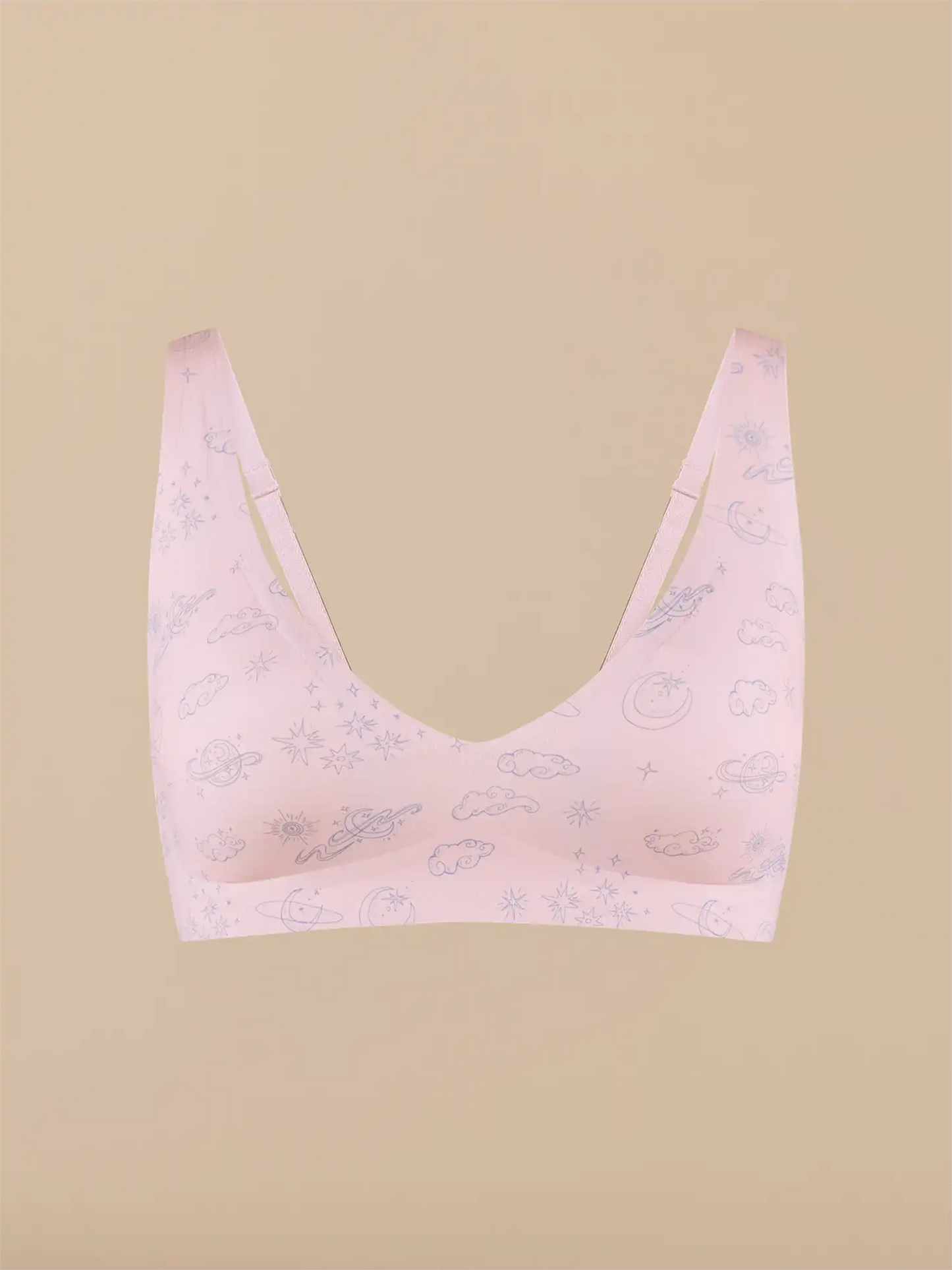 Seamless Plunge Bralette | Space Doodles