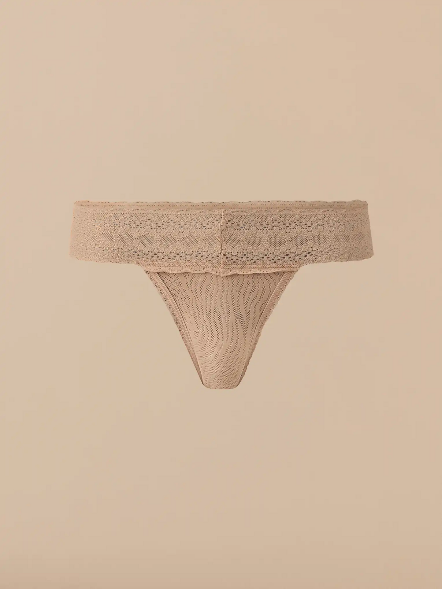 All Over Lace Low-Rise Thong | Latte Zebra