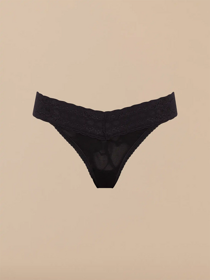 All Over Lace V-Front Thong | Black Hearts