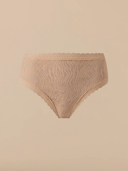 All Over Lace High-Waist Brief | Latte Zebra
