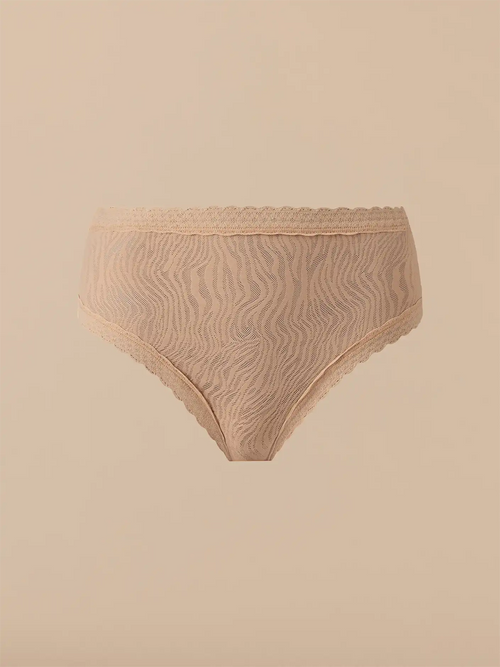 All Over Lace High-Waist Brief | Latte Zebra