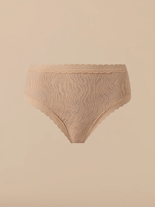 All Over Lace High-Waist Brief | Latte Zebra