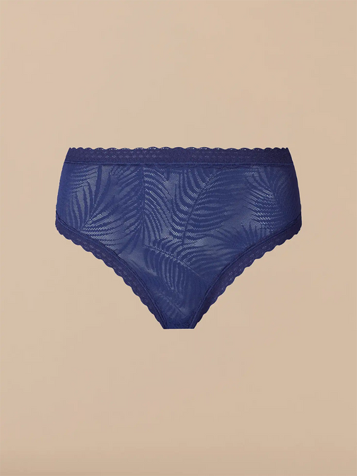 All Over Lace High-Waist Brief | Navy Feather