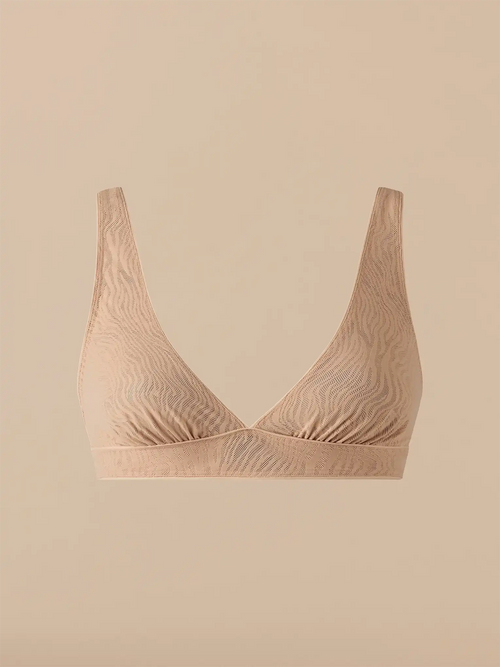 All Over Lace Plunge Bralette | Latte Zebra
