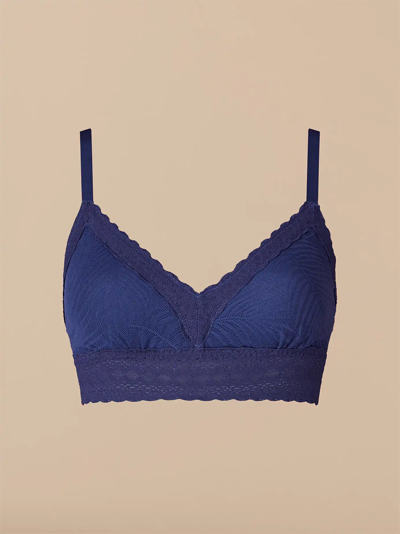 All Over Lace Longline Bralette | Navy Feather