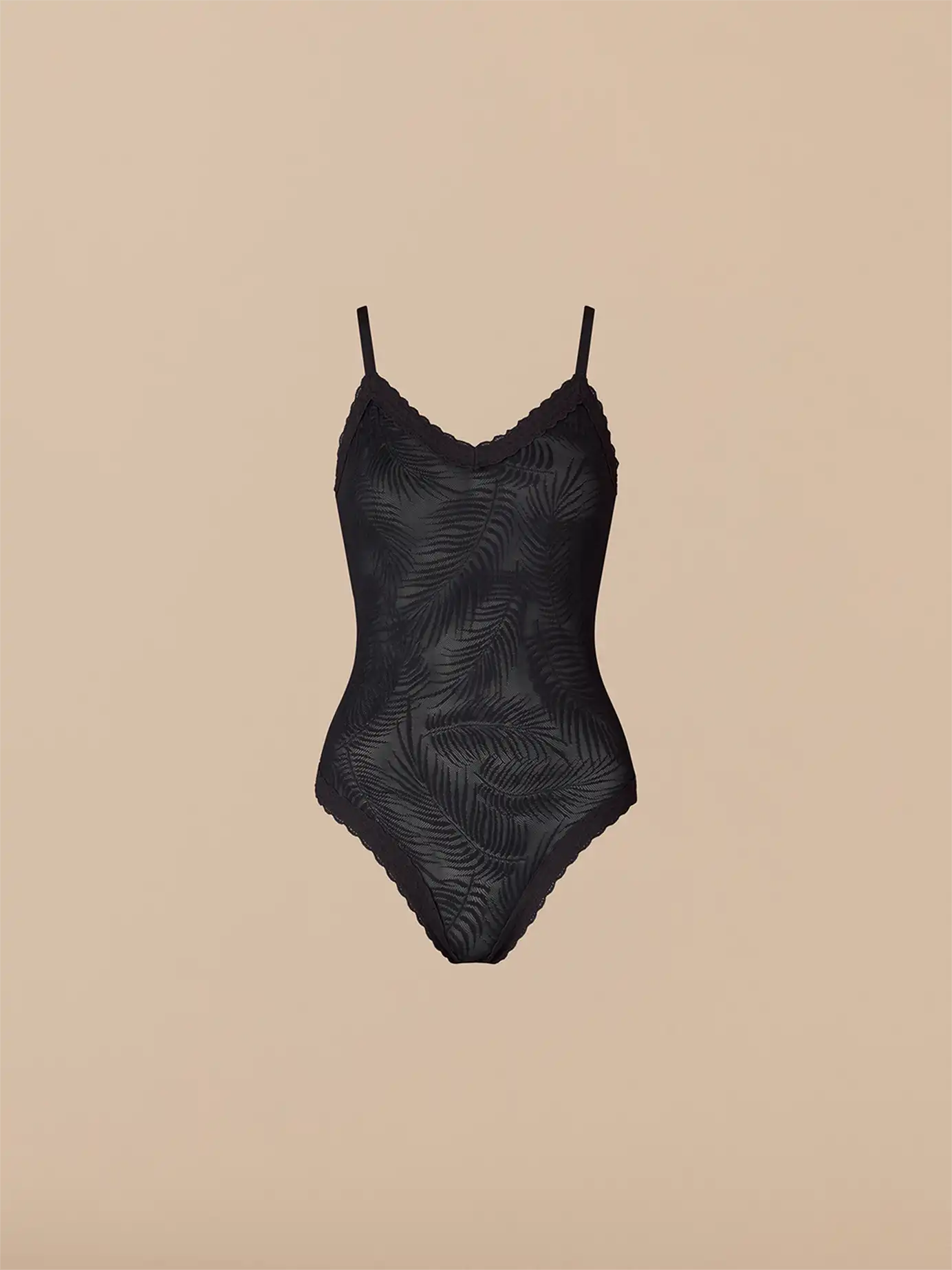 All Over Lace V-Neck Bodysuit | Black Feather