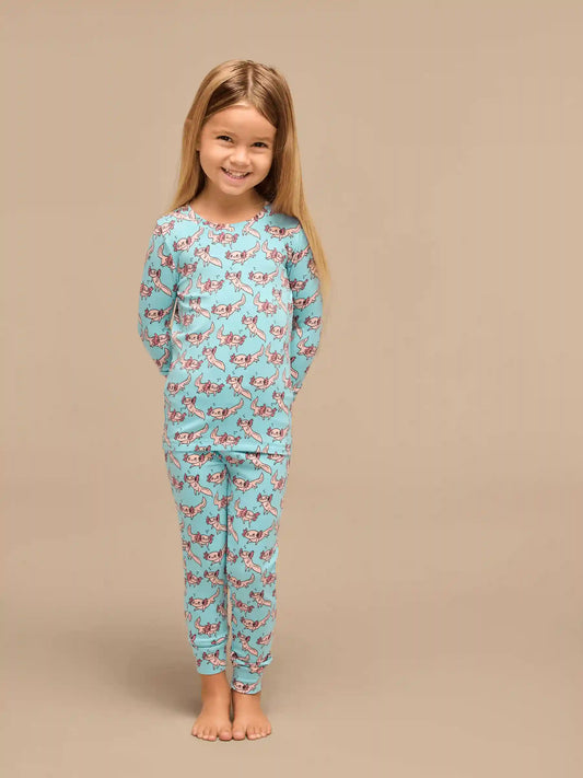 UltraModal™ Long Sleeve PJ Set - Kid's | Axolotl Splash