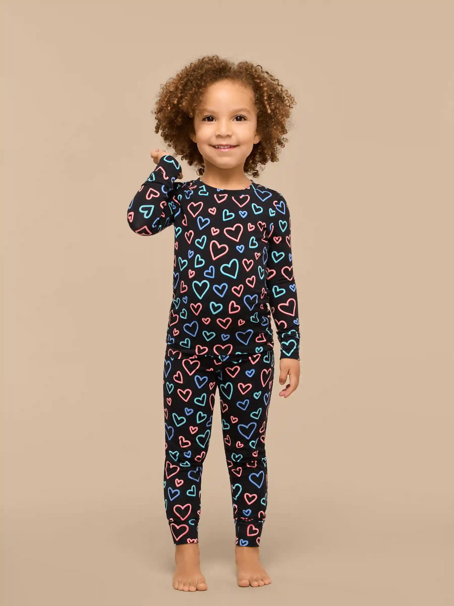 UltraModal™ Long Sleeve PJ Set - Kid's | Electric Hearts 2.0