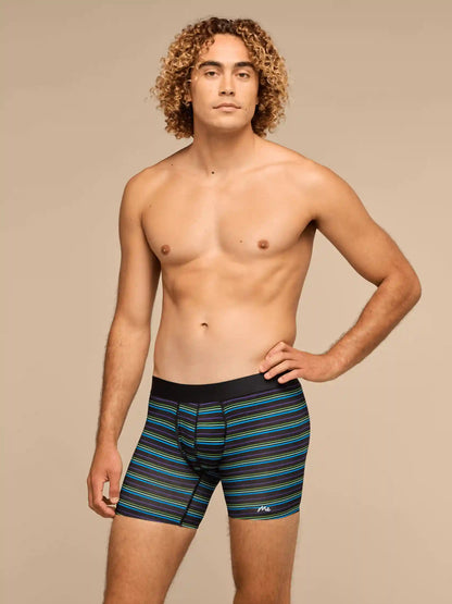 Breathe Boxer Brief w/ Fly | Blue Light Stripes