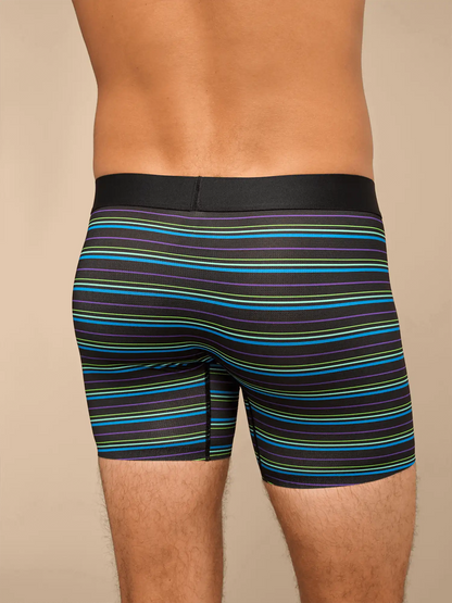 Breathe Boxer Brief w/ Fly | Blue Light Stripes