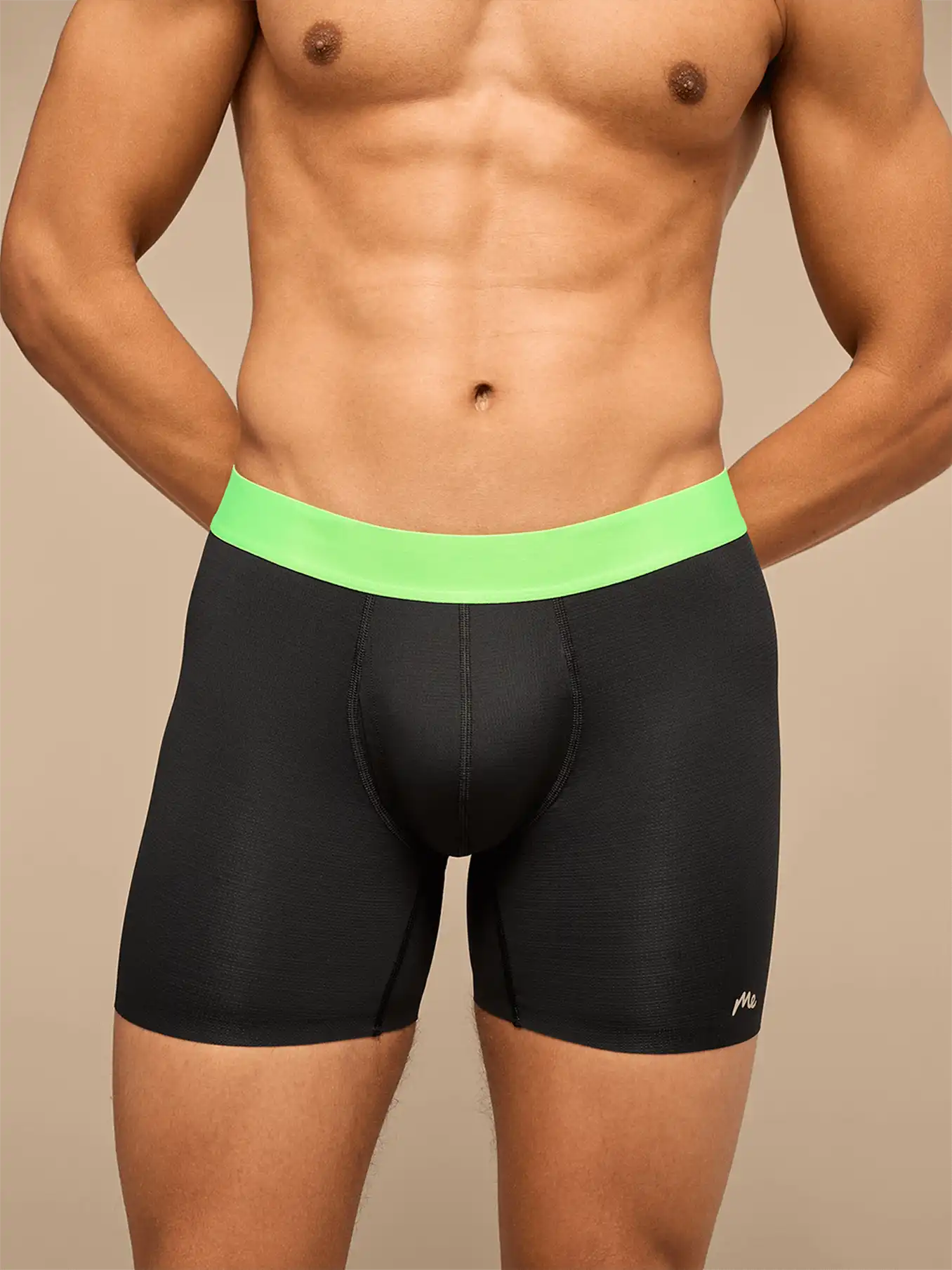 Breathe Boxer Brief w/ Fly | Black/Electric Lime