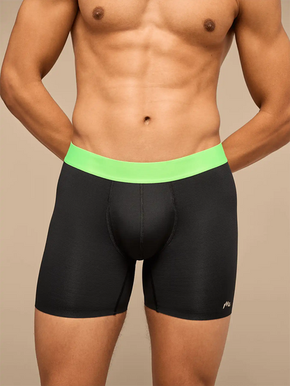 Breathe Boxer Brief w/ Fly | Black/Electric Lime