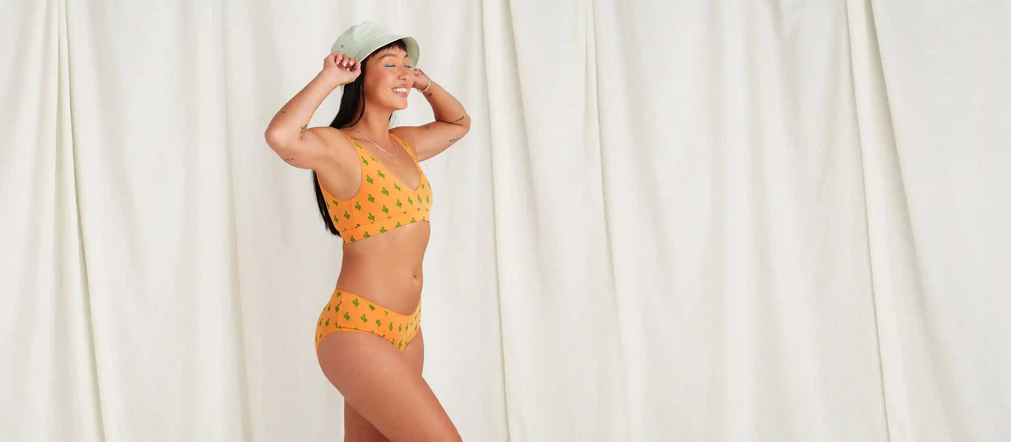 Stretch Cotton V-Neck Bralette | Saguaro Blossom