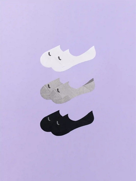 Essential No Show Sock 3-Pack | White/Heather Grey/Black Pack