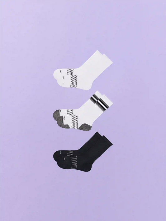 Essential Crew Sock 3-Pack | White/White Stripe/Black Pack