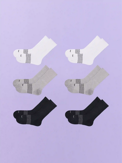 Essential Crew Sock 6-Pack | White/Heather Grey/Black Pack