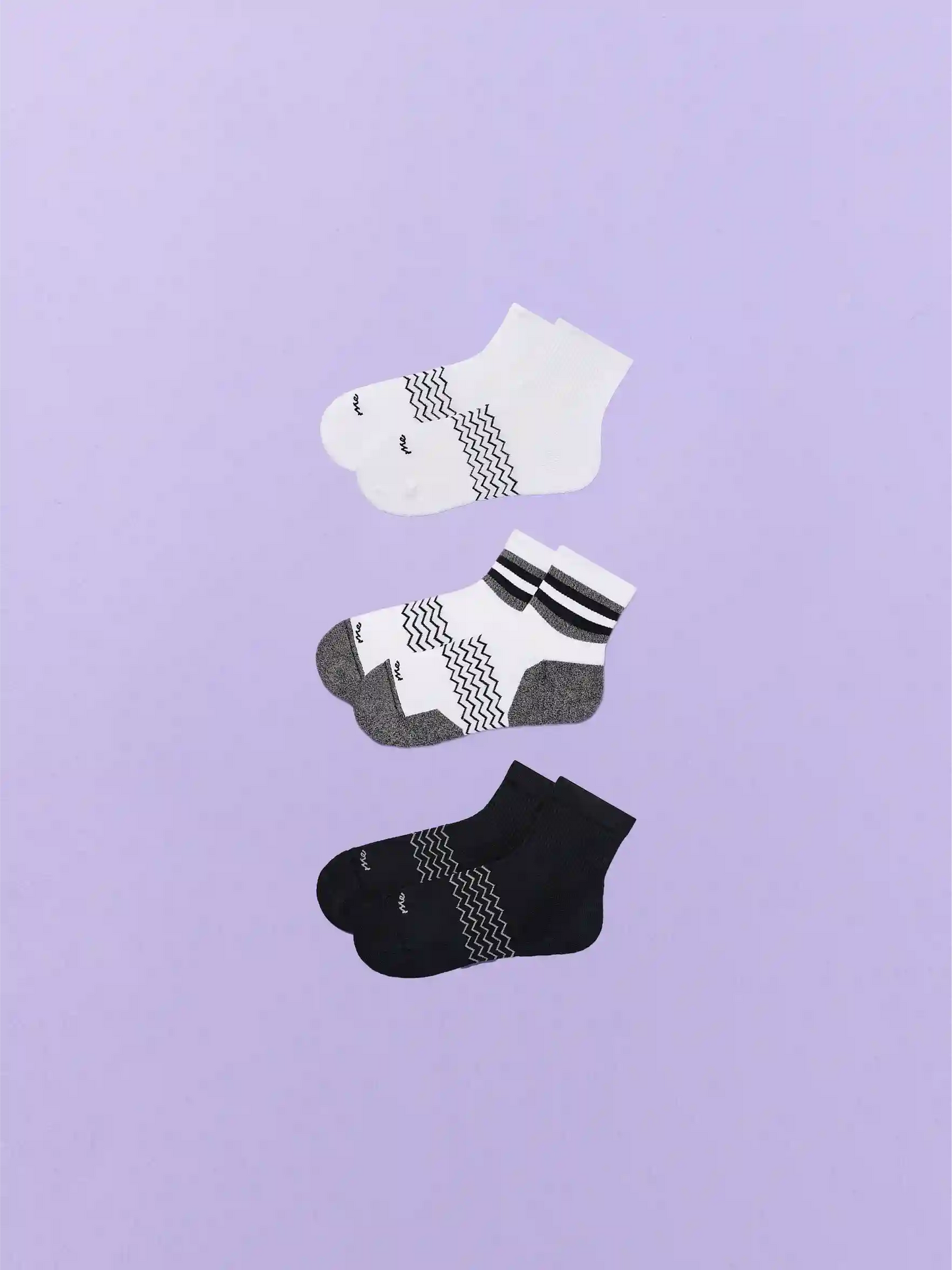 Essential Quarter Sock 3-Pack | White/White Stripe/Black Pack