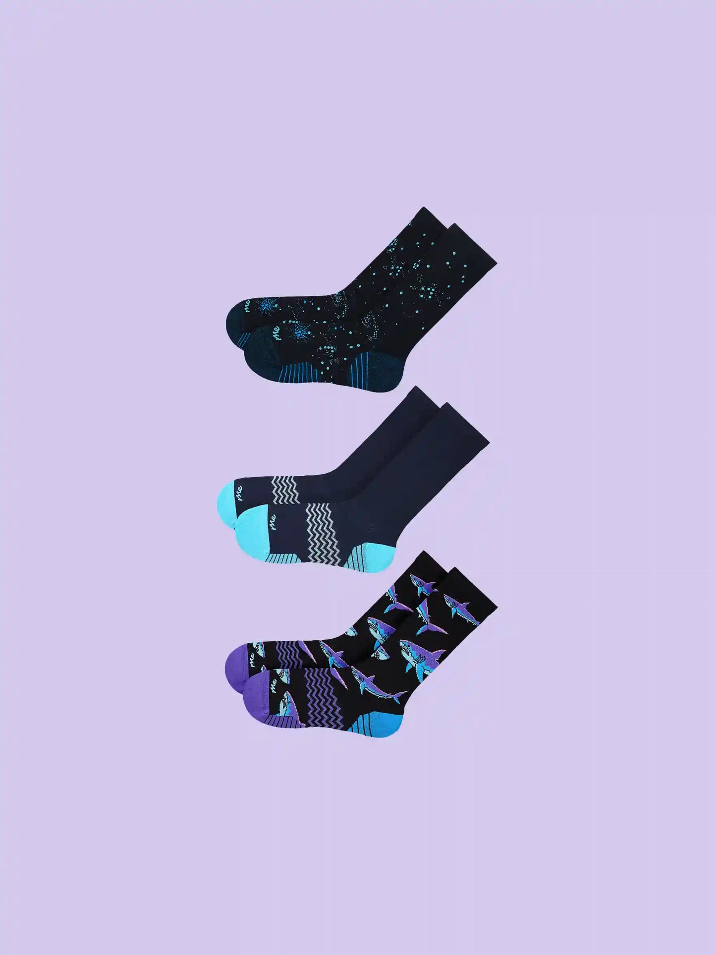 Active Crew Sock 3-Pack | Astro Shark Pack