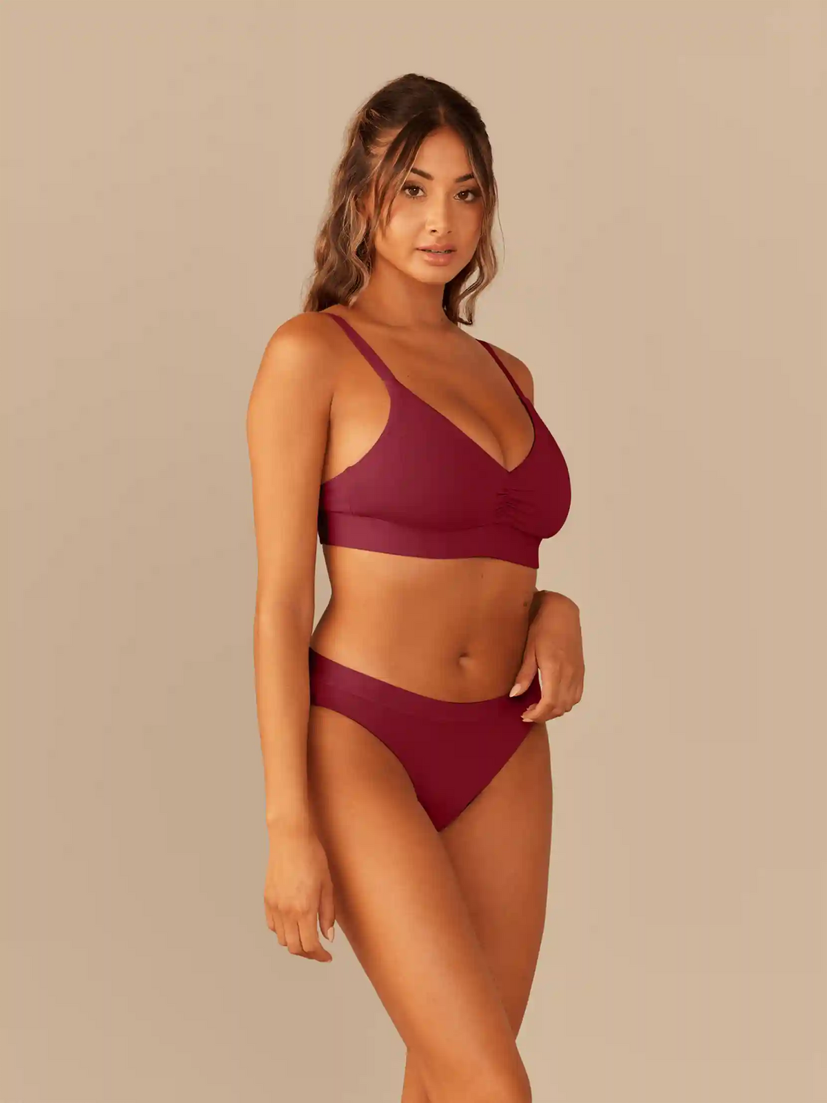 Curvy UltraModal™ FeelFree Ruched Bralette | Cabernet/Cabernet