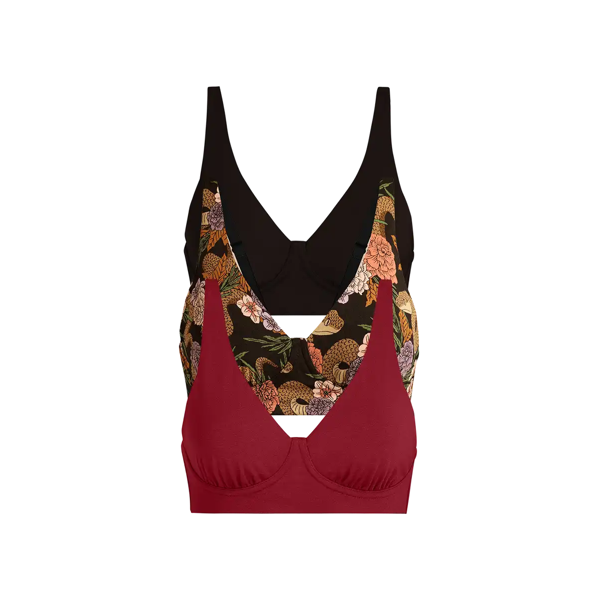 UltraModal™ FeelFree Longline Bralette 3-Pack | Garden Snake Pack