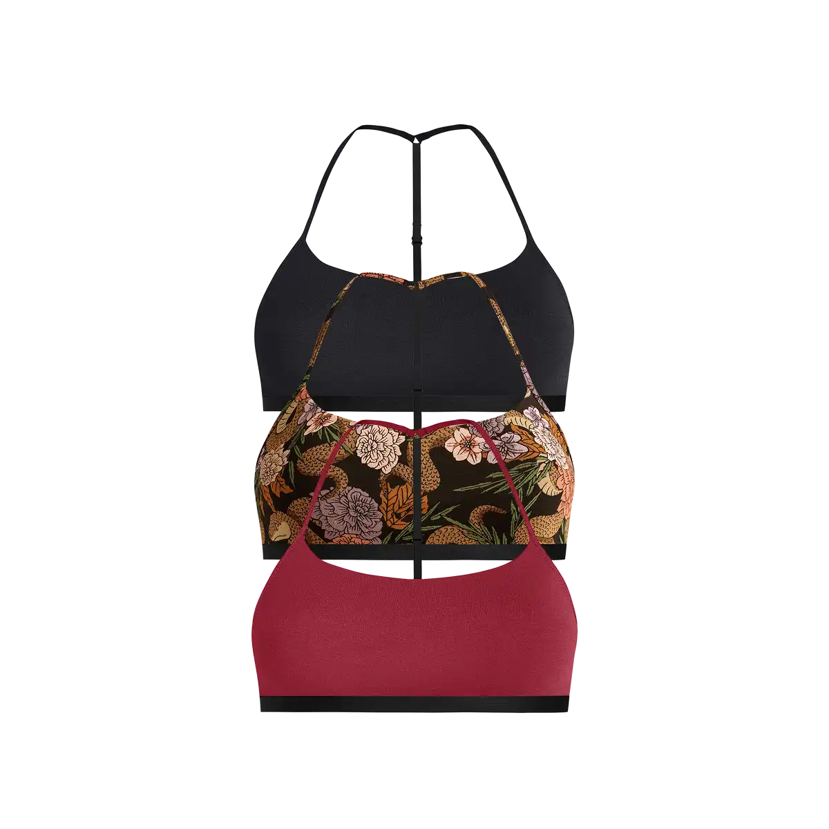 UltraModal™ Core T-Back Bralette 3-Pack | Garden Snake Pack