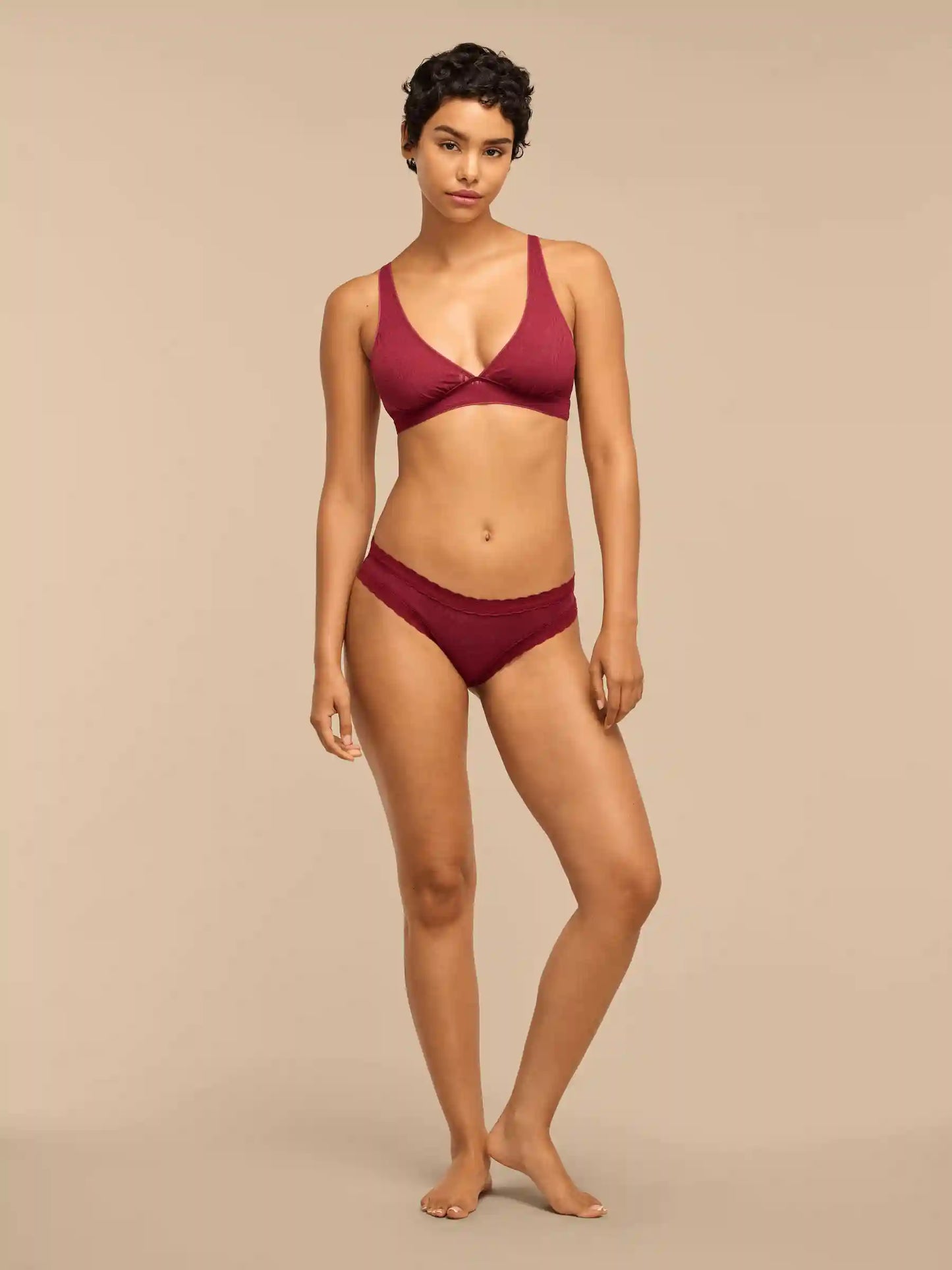 All Over Lace Tanga | Cabernet Zebra