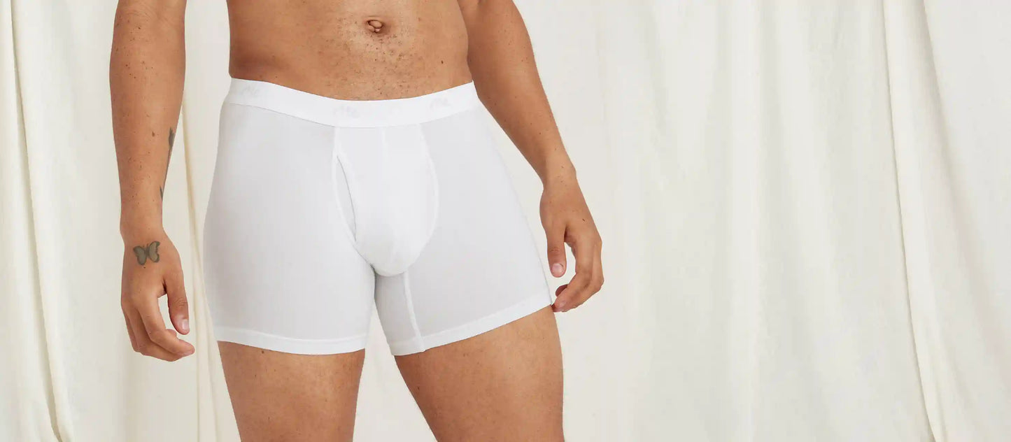 Stretch Cotton Boxer Brief w/ Fly | White