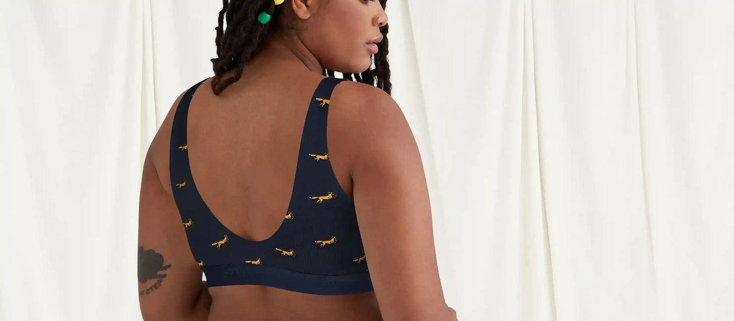 Stretch Cotton Scoop Bralette | Foxes