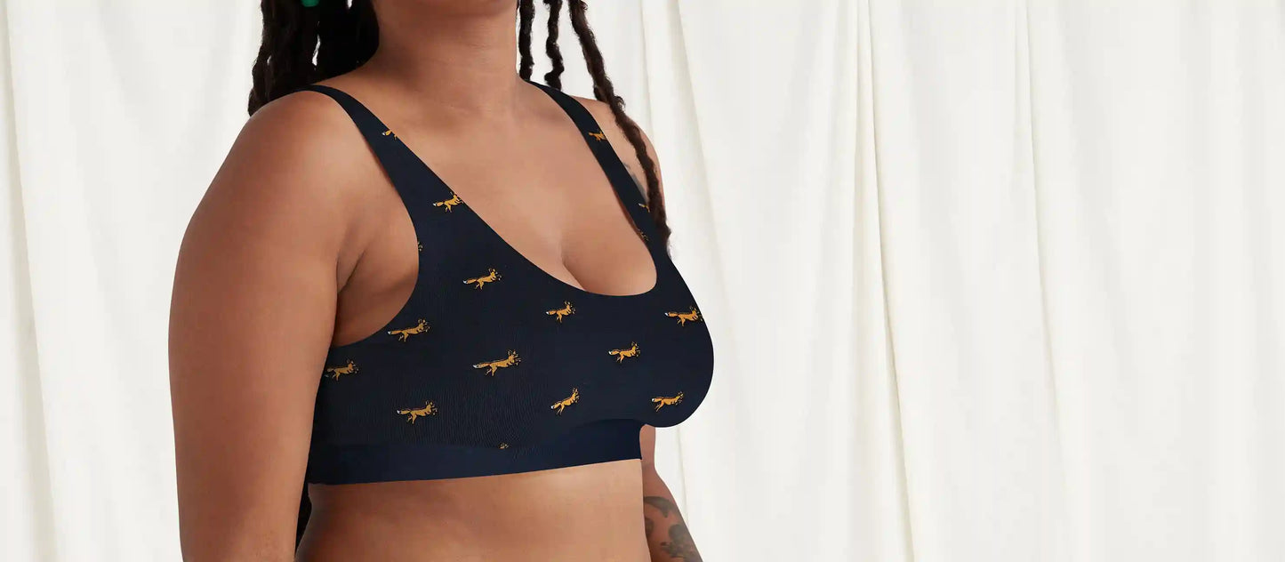 Stretch Cotton Scoop Bralette | Foxes