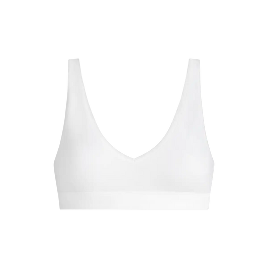 Stretch Cotton V-Neck Bralette | White