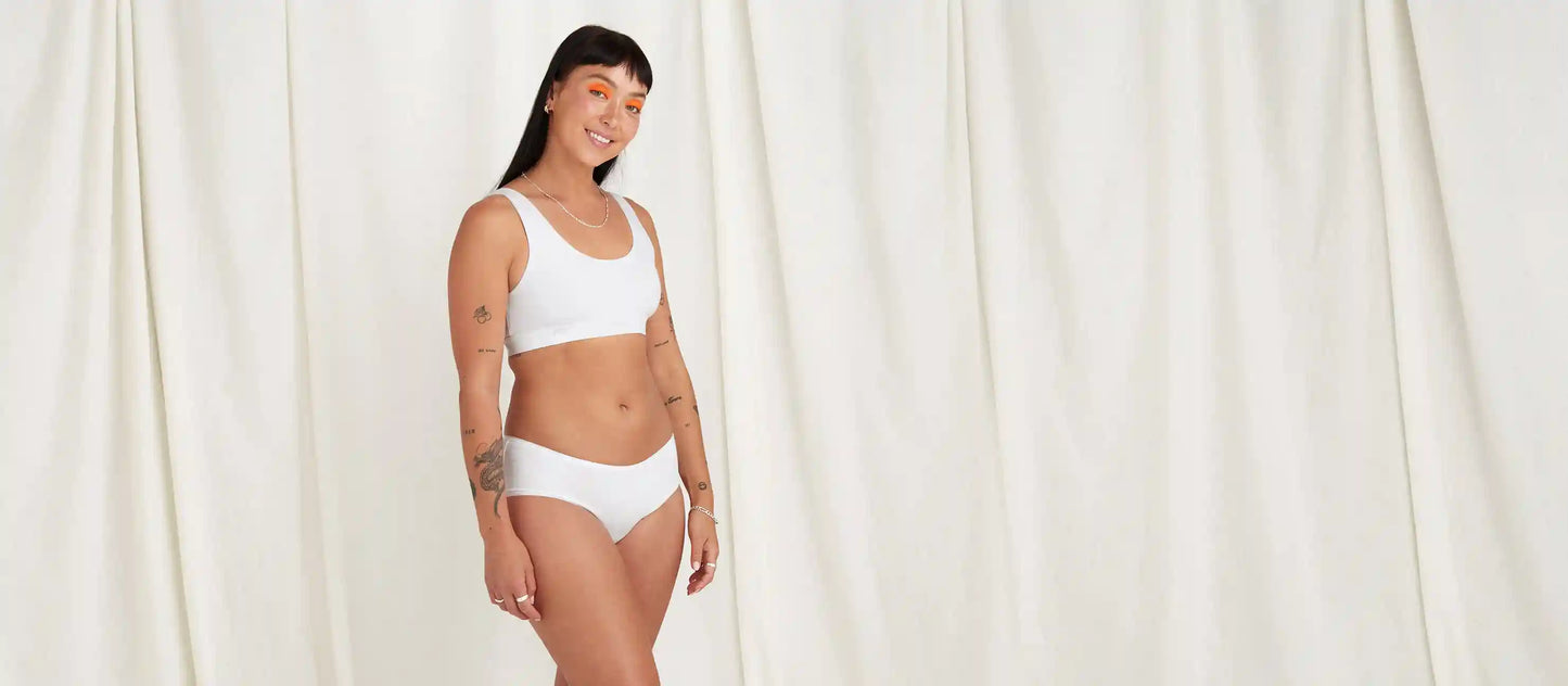 Stretch Cotton Scoop Bralette | White