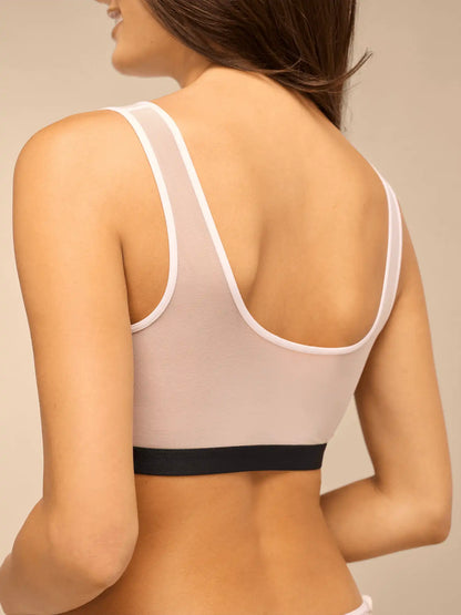 Women's Mesh Scoop Neck Bralette | Peony